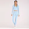 6Color Long Sleeve Yoga Set Workout Clothes For Women Fashion Gym Sport Seamless Tops+Leggings 2PCS Beautiful Back Running Sets