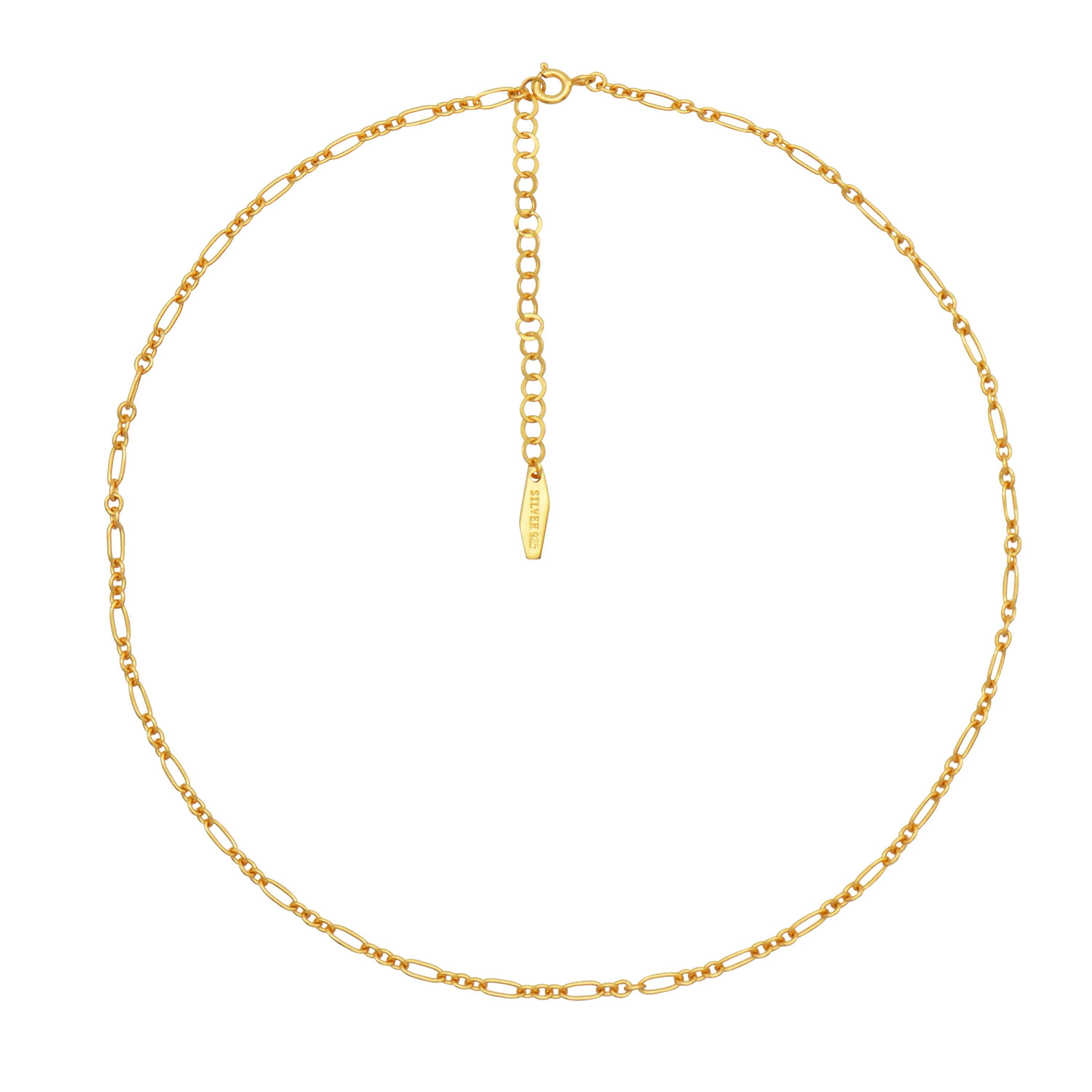 

chris april in stock Minimalist 925 sterling silver gold plated custom vermeil Figaro Chain necklace for women, Yellow gold