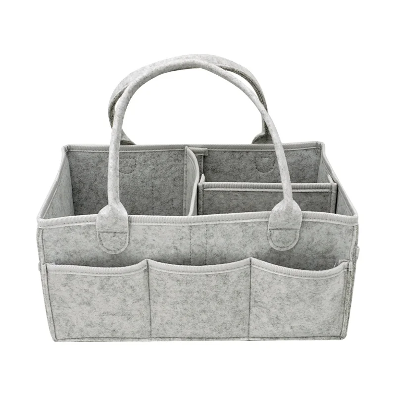 

Baby Diaper Organizer - Grey Toys Storage Tote Bag Baby Felt Nursery Storage Bin Diaper Caddy for Changing Table, Customized colors