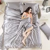 Custom color size deep pockets wrinkle fade resistant apartment hypoallergenic hotel sheet pillow case silk bedding set