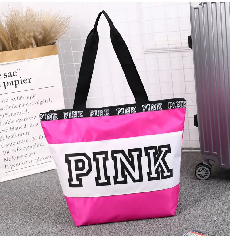 

2021 New Arrival Women Large Capacity Shopping Tote Pouch Pink Handbags