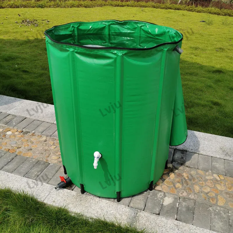 

Lvju Dia120*H88cm Rainwater Collection Buckets Barrel 260 Gallon 1000L Rainwater Collector Tank For Garden, Fruit green/fark green/black/white/blue and etc.../as customized