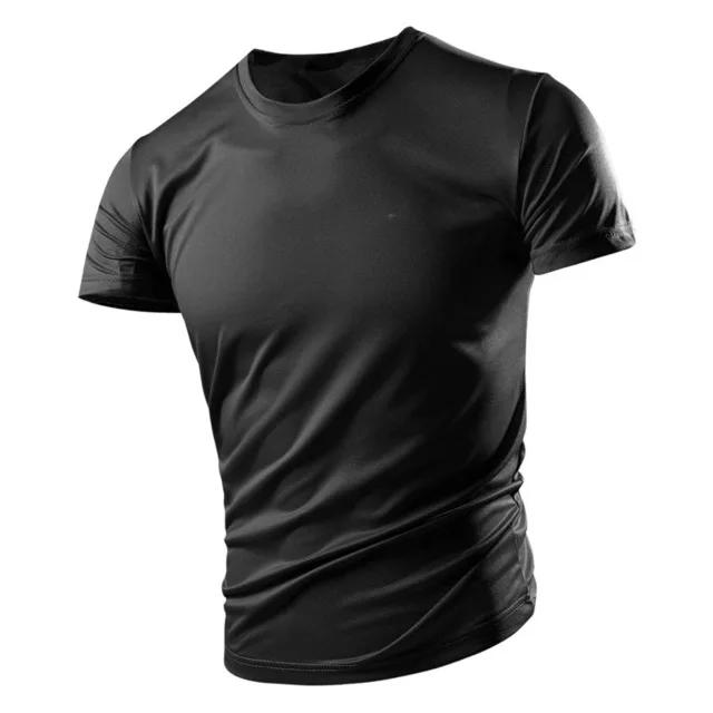 

Men's Ice Silk short-sleeved T-shirt Quick-drying Clothes Summer Solid Color Mesh Breathable Plus Size Sportswear