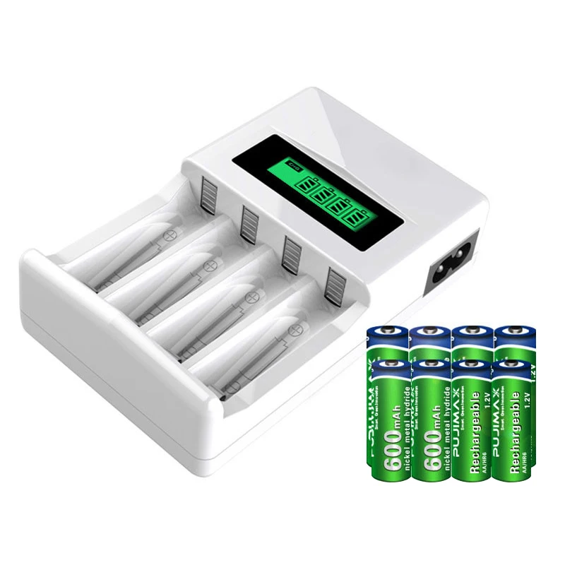 

Portable lithium battery charger module 4 slots LCD battery power charger for AA/AAA rechargeable battery, White