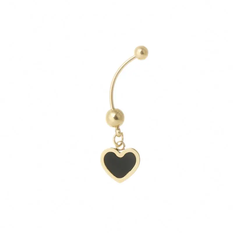 

Hot Sale Women's 14K Gold Plated Stainless Steel Black Heart Shaped Pendant Earring