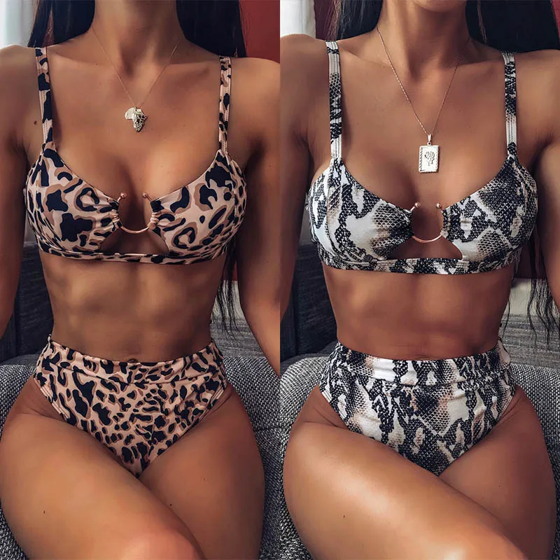 

2021 Latest Ladies Sexy Split High Waist New Swimwear Leopard Swimsuit For Lady, Picture color