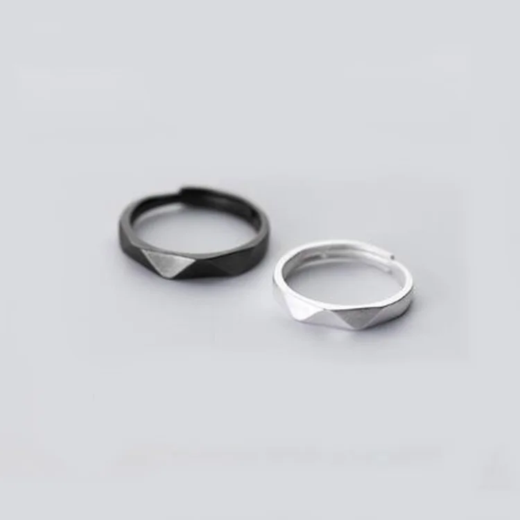 

Frosted Faceted  Ring Couple 925 Sterling Silver Rings for Women Men Sterling Silver Rings Jewelry Wholesale