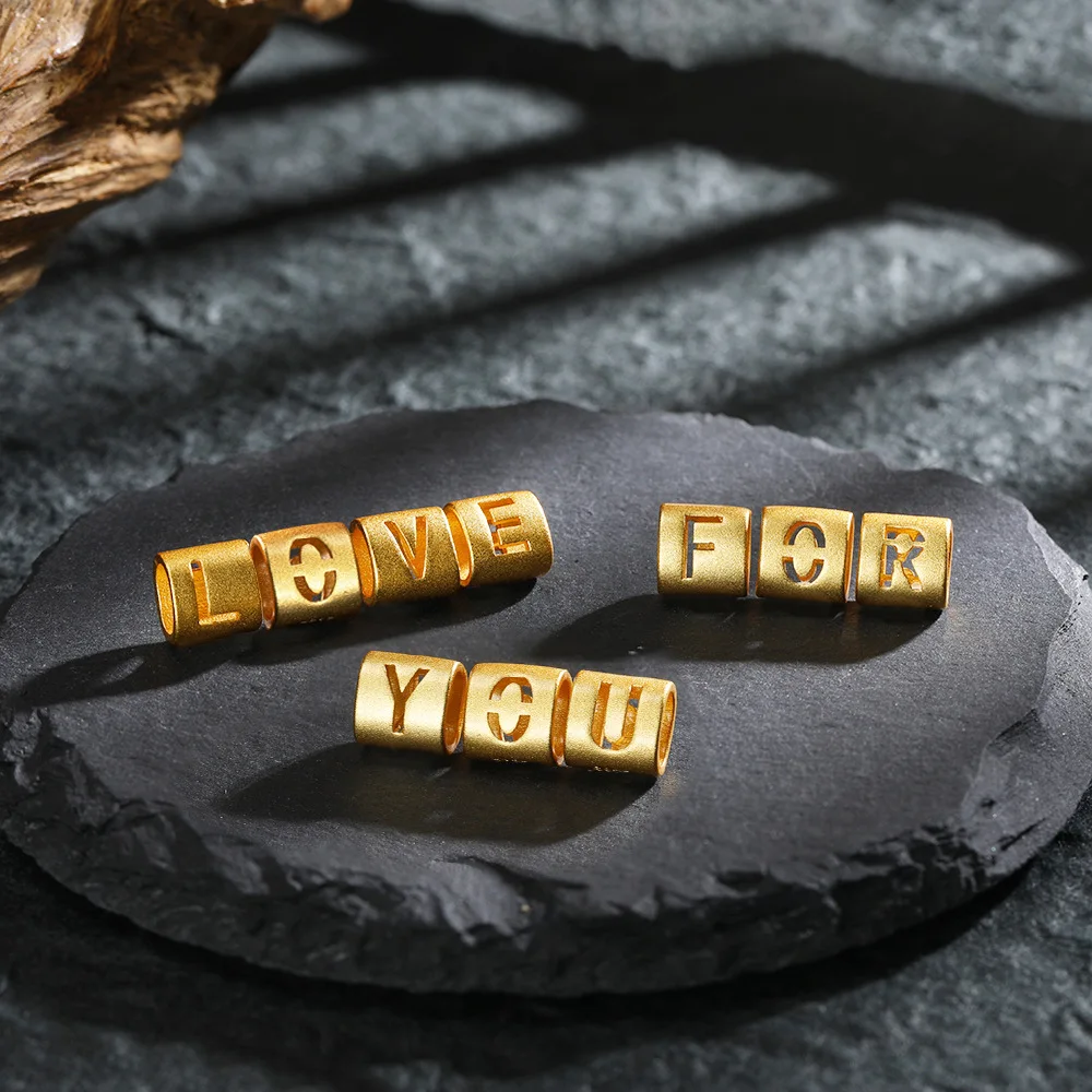 

Simple Personality Copper Plated 26 English Letters Free Combination Large Hole Beads Jewelry Beads Accessories, Gold