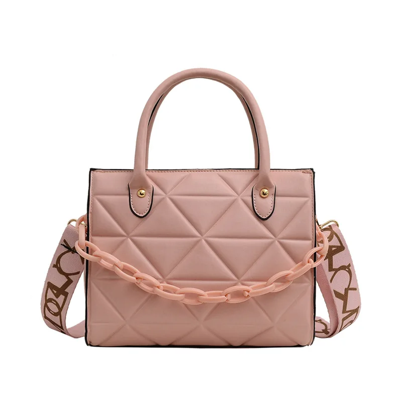 

Luxury Design Tote Bags For Women 2021 New Fashion Handbags Ladies Shoulder Bags Trending Lingge Chain Crossbody Bag And Purse, White,khaki,black,coffee,pink