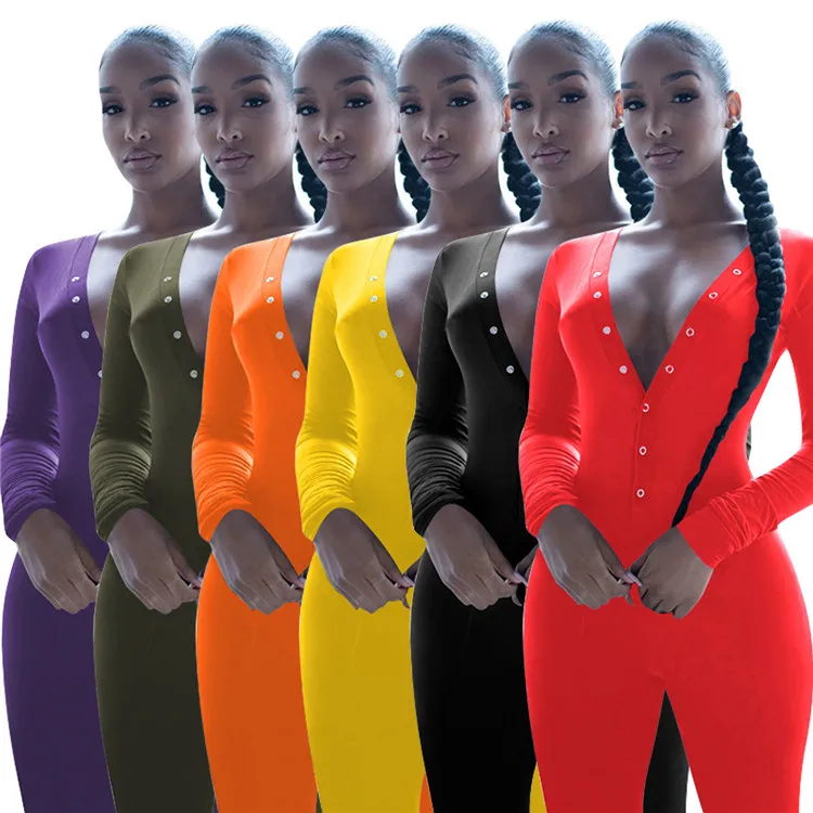 

Trendy Casual Sexy Ladies Homewear One Piece Jumpsuits Pajamas Sleep Rompers Women Long Sleeve Plus Size