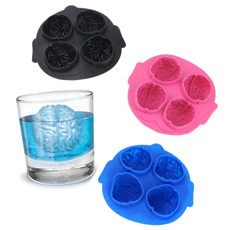 

Brain Shape Ice Tray Funny Brain Shape Mold Four-hole Ice Tray Halloween Creative Mold