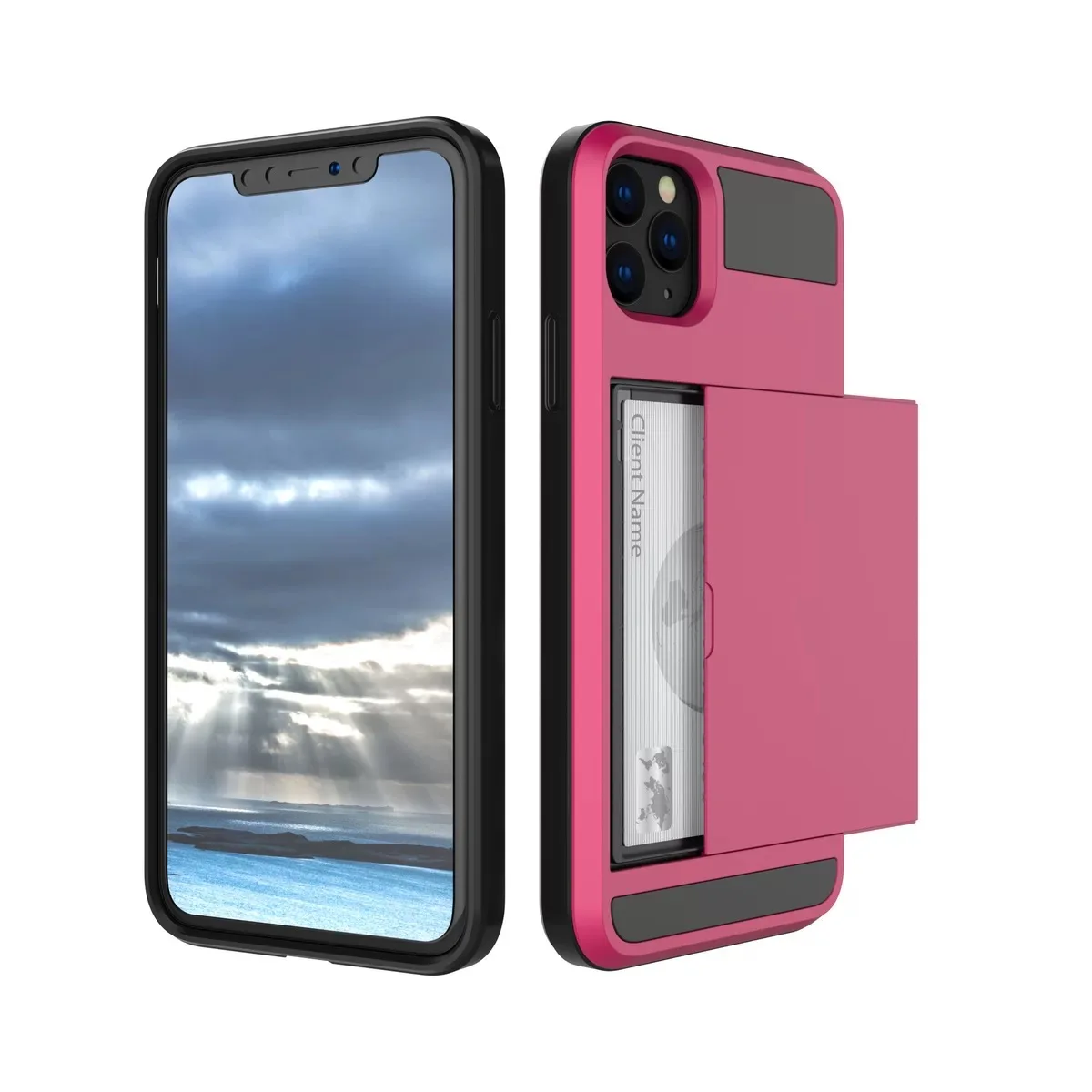 

Suitable for iPhone12/11/XS card slot cell phone shell anti-drop storage card multi-function mobile back case protective cover, 14 colors