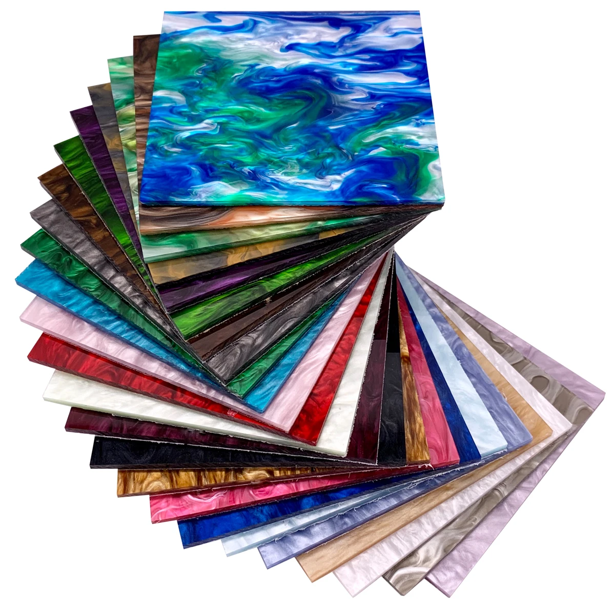

Full Sets of Pearlescent Ripple/Stream 3.0mm Sheets for Jewelry/Crafts/Art Works/Decoration - 24 Colors, One of Each in 5 Sizes
