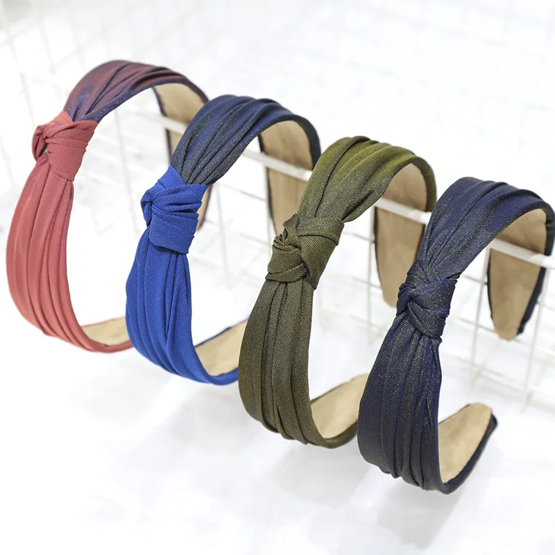 Yucat New Design Fashion Girls Hair Accessories Hoop Pure Fabric Forehead Hairband Plain Knot Headbands For Women