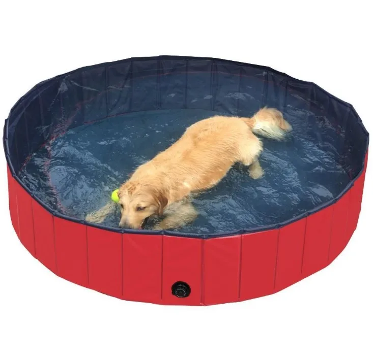 

Pet supplies Cleaning Tool Dog Wash Bathing Tube Foldable Paddling PVC Pet Swimming Pool, Blue/red