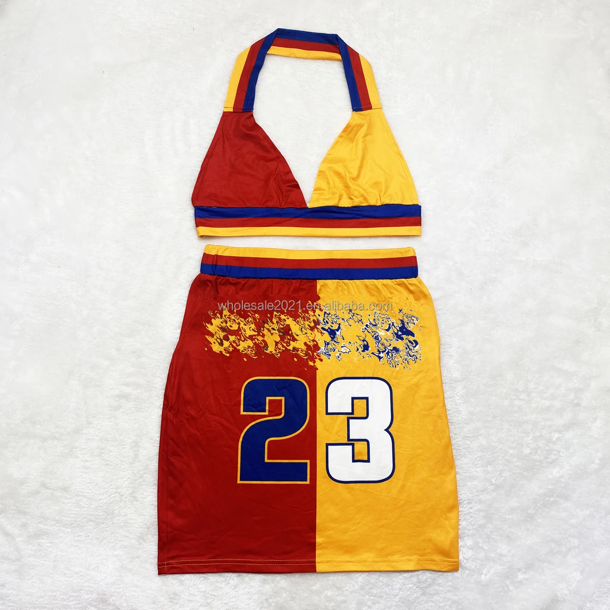 

Hot Sale Summer Sets Women Fashion Sexy Printing Sleeveless Vest Sports Basketball Skirt 2 Piece Set Outfits Women Clothing