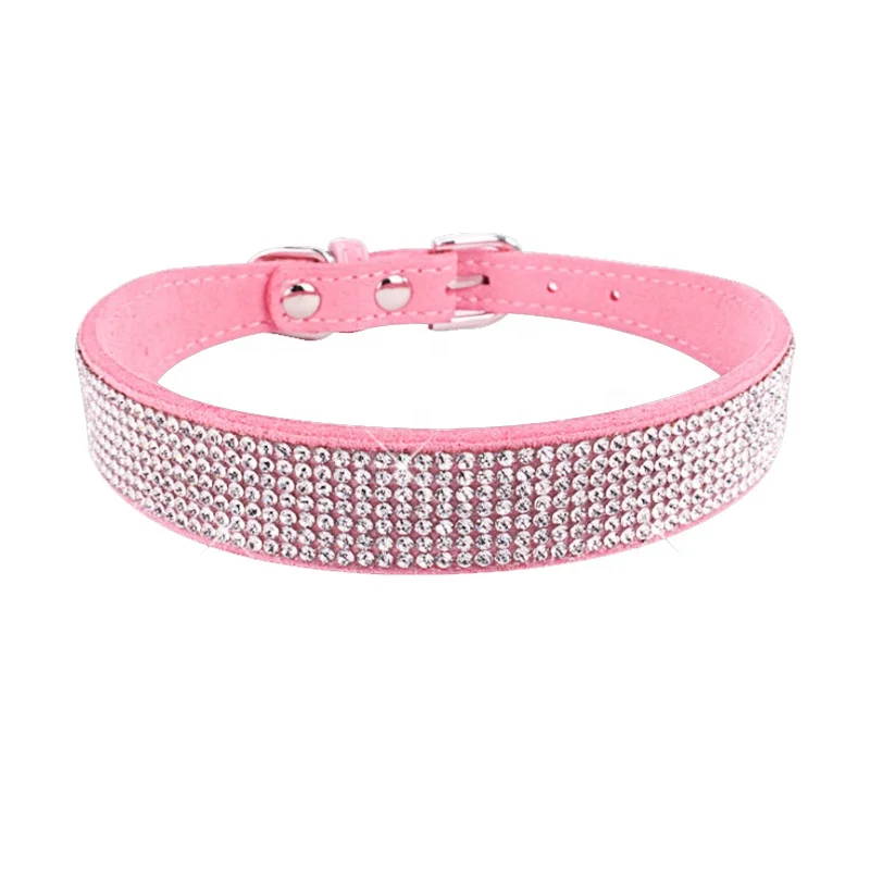 

Rhinestone Leather Glowing Dog Collars Crystal Diamonds Studded for Small Medium Large Dog Collar With Leash