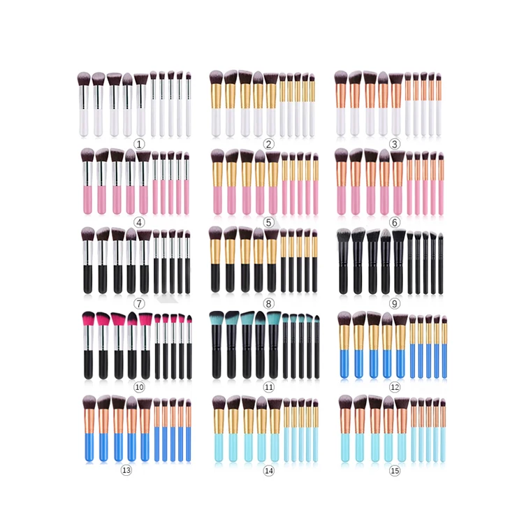 Make Your Logo Pink color 10 pcs kabuki brush private label Soft hair kabuki brush