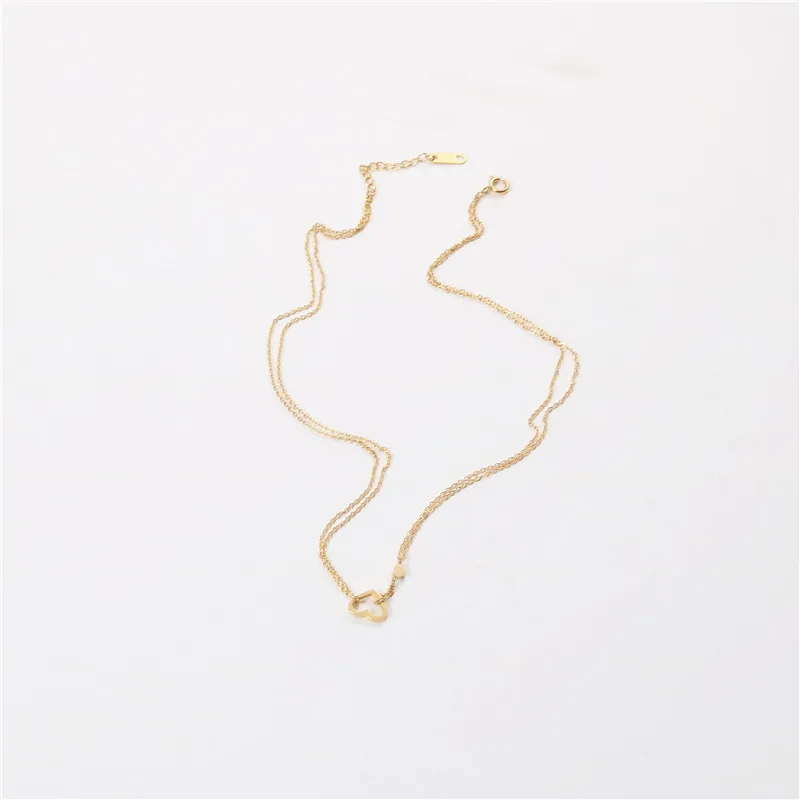 

Joolim Jewelry Gold Plated Double-layer Heart Pendant Choker Necklace Stainless Steel Jewelry Wholesale