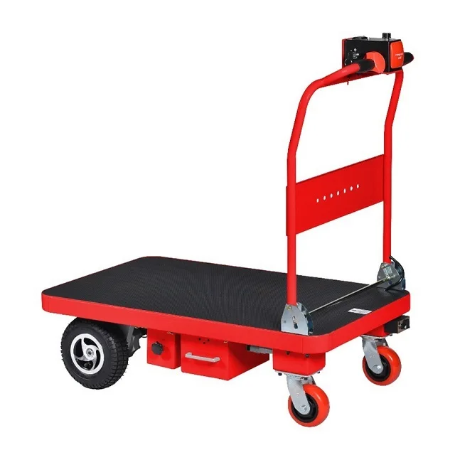 Four Wheels Powered Electric Trolley Cart Battery Operated Platform ...