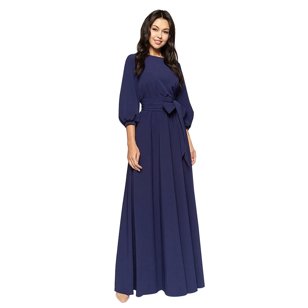 

Retro Sleeve Party Evening Dress Fashion Casual Dress European and American