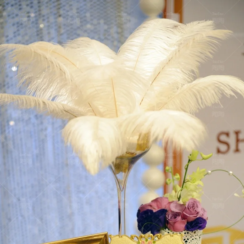 White, 8-10 in 20 pcs Ostrich Feathers for Home Wedding Centerpieces Decorations 