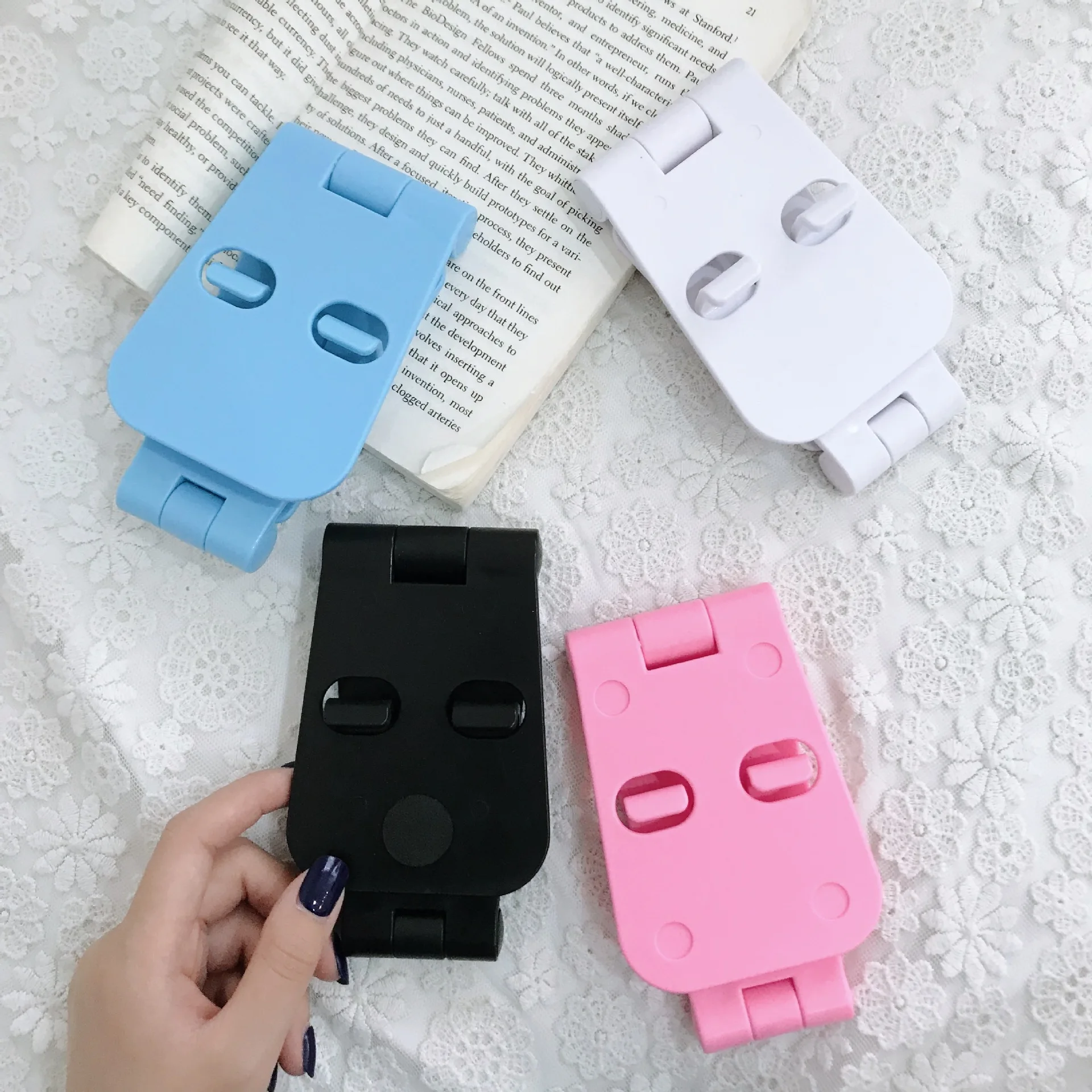 

Multi-functional Lazy Cell phone stand double folding ABS Desktop Tablet Stand Holder