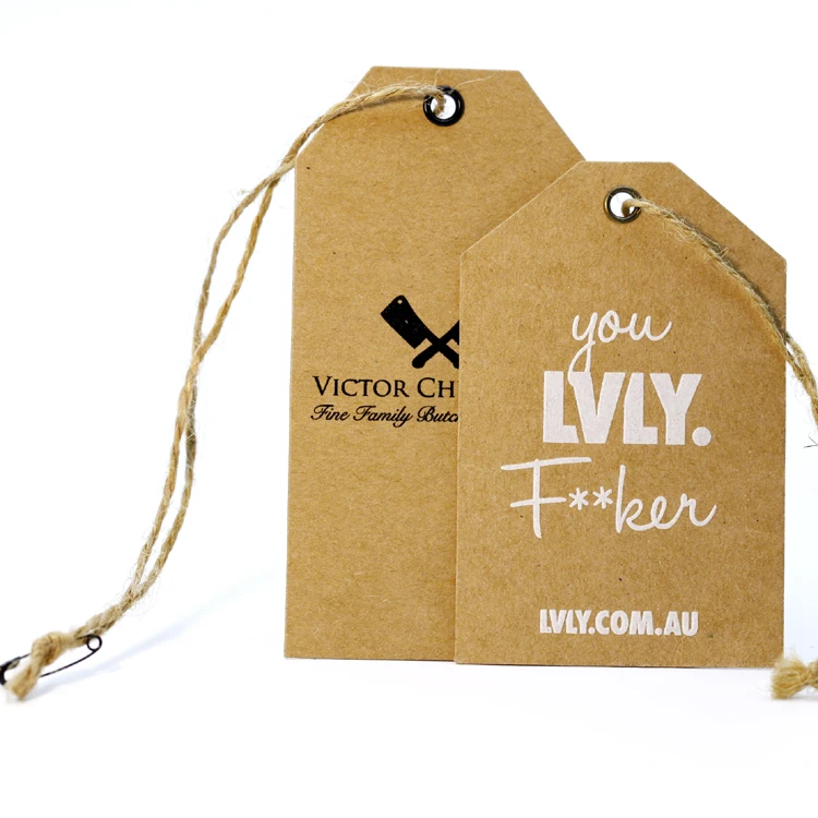 

Eco Custom Printed Name Logo Recycle Cardboard Kraft Paper Swing Hang Tag for Bottle Neck Tag