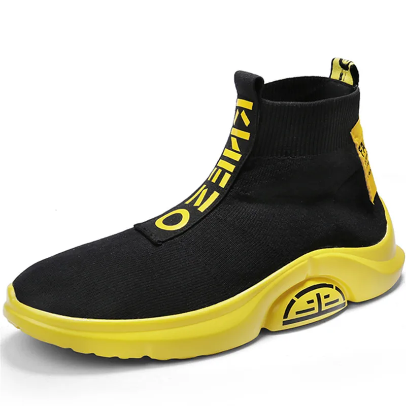 

2021 Fashion Sneakers for Men Breathable Mesh Casual Tennis Shoes Lightweight Soft High Top Men Casual Trainers Sock Shoes