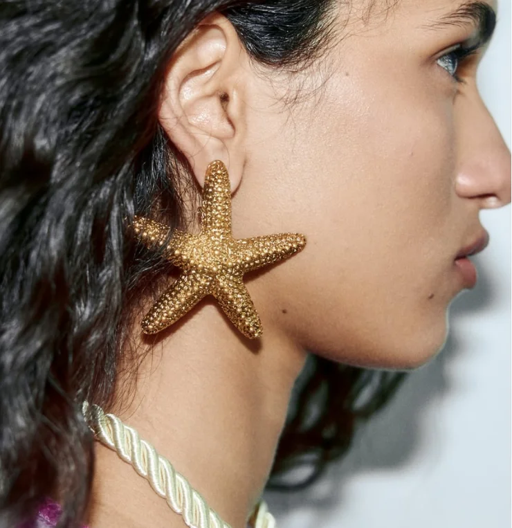 

Fashion new Big Exaggerated Shiny Star Drop Earrings for Women Korea Large Starfish Metal Statement Dangle Earrings Gift