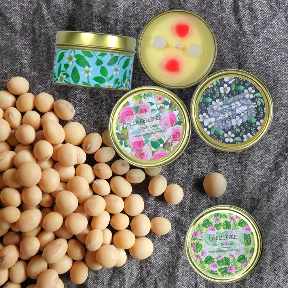 
Wholesale 4 Travel Tin Jar Candle with Heart Shape Soy Wax Scented Candle Gift Set for Lover 