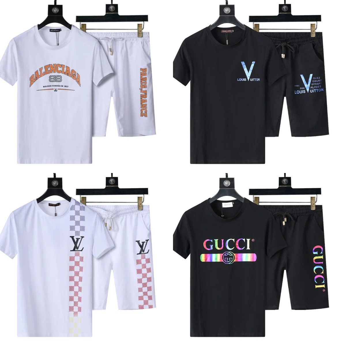 

Summer Men's Suits Sports Suits Men's Short Sleeves T Shirts Shorts Sets High Quality Cotton Shorts Sets for Sale