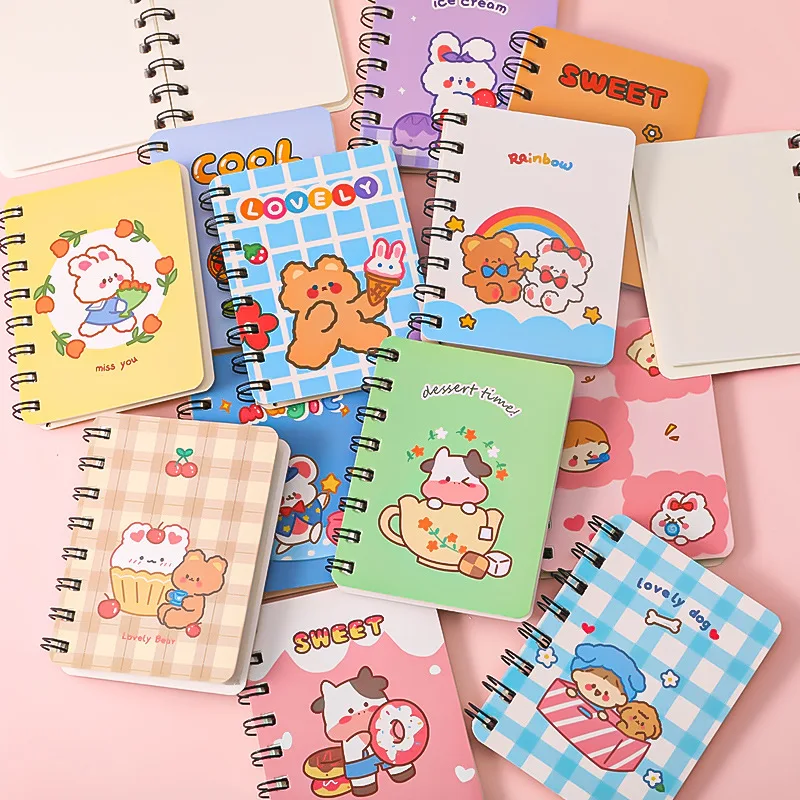 

80 pages Cartoon Bear Flip Coil Notebook Student Portable Pocket Notepad Mini Notebook A7 Small Notebook