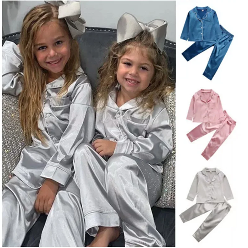 

Summer soft fabric high quality toddler kids boys girls silk sleepwear pajama set