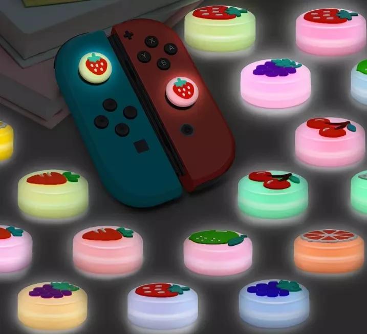 

New Fruit Luminous Rocker Cover For N-Switch JoyCons Thumb Grips Analog For N-Switch Silicone Thumb Stick Grips, As shown