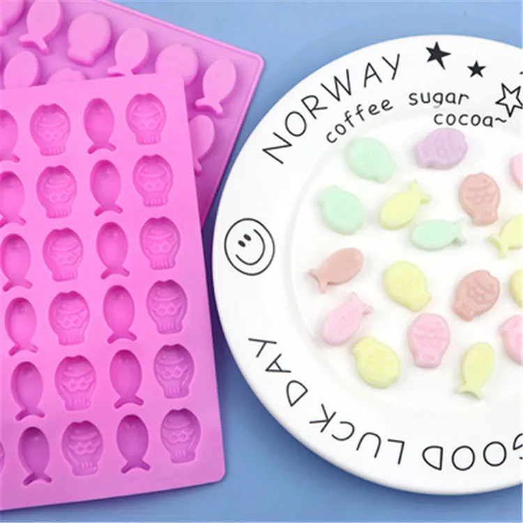 

J127 32 cavity mini fish silicone chocolate molds, Random