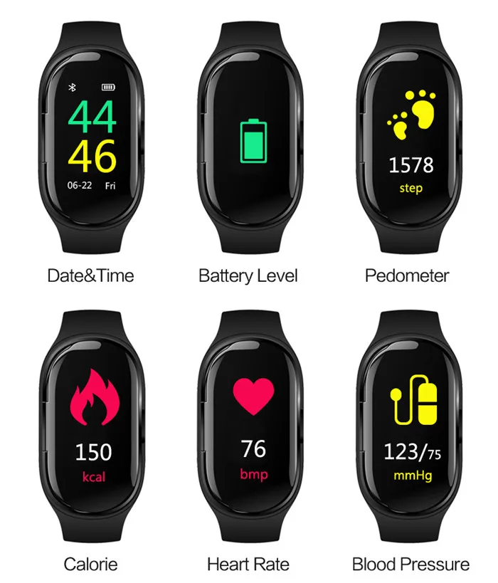 Hot selling Smart Watch With Bluetooth Earphone Blood pressure monitoringr Smart Wristband Smart Watch - ANKUX.COM