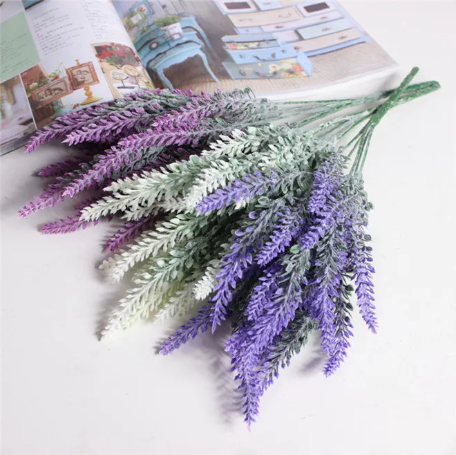 

Y0040-4 Lifelike 5 Heads Arrangement Decorative Plastic Flower Bouquets Artificial Lavender