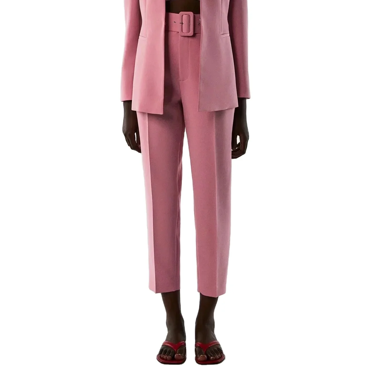 

latest design multi colors waist belt straight trousers women high waist pants