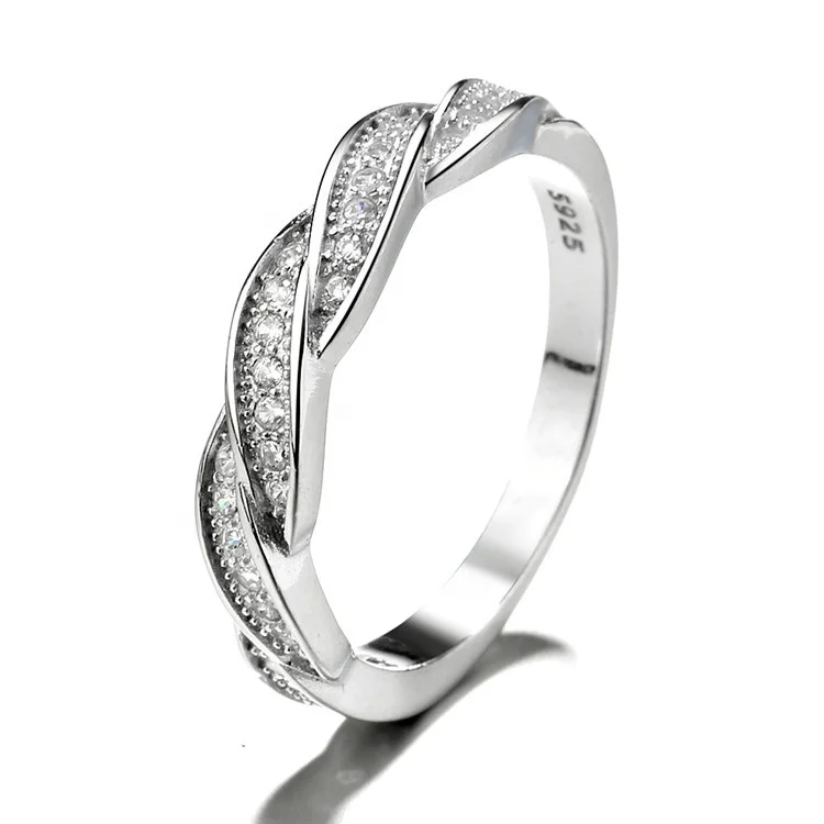

New Design Twist Bands Eternity Rings Wedding Jewelry 925 Sterling Silver, As customer request