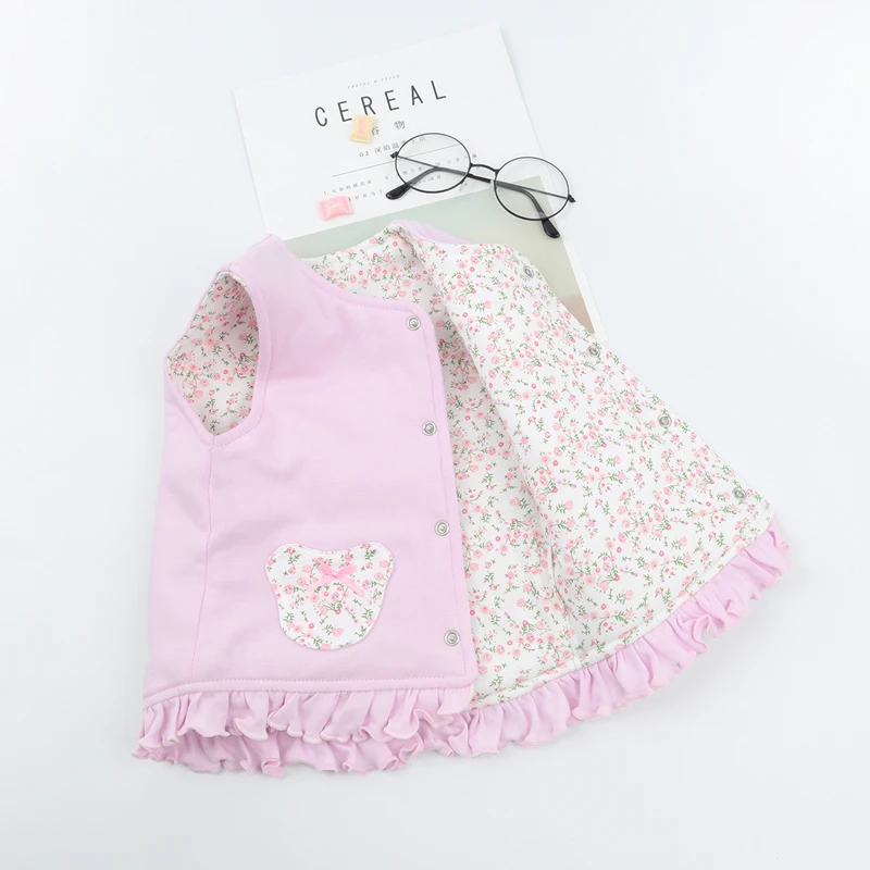 
100% cotton Baby Girls Clothes vest Printed Floral Dresses waistcoat 