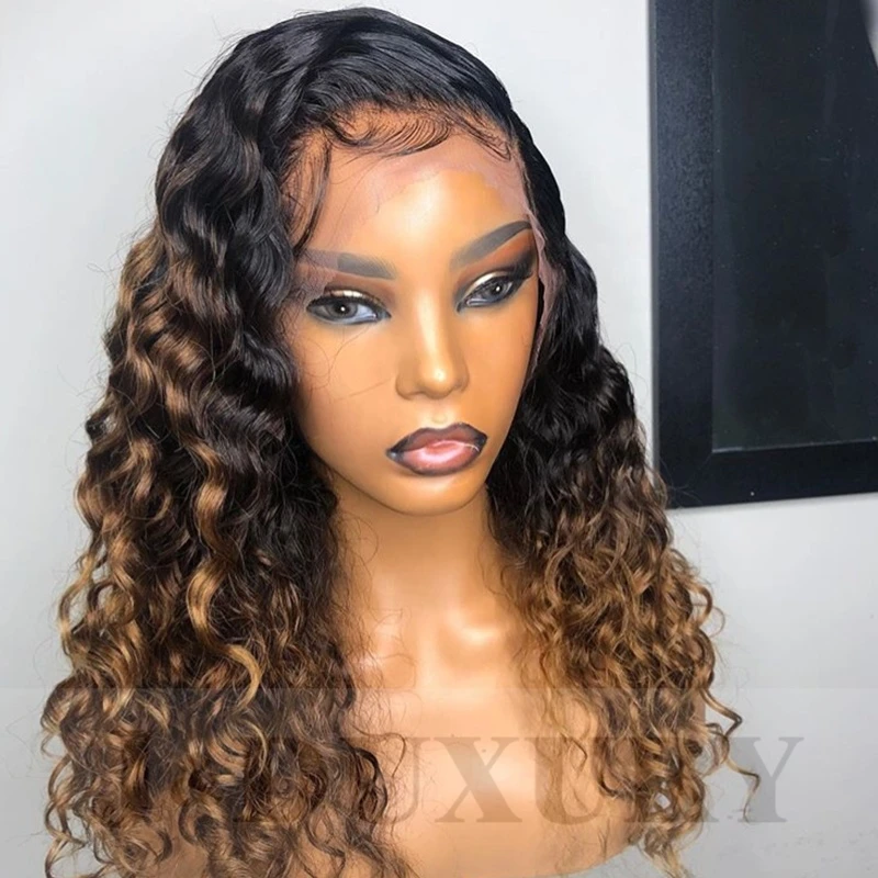 

Cheap human hair wigs for black women full lace or lace front wig ombre #27 deep curly remy virgin hair 360 lace frontal wigs, Ombre color