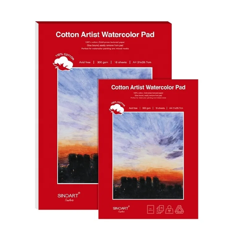 Sinoart 300gsm Acid Free Paper 16 Sheets A5 A4 A3 100 Cotton Artist Watercolor Pad Watercolor