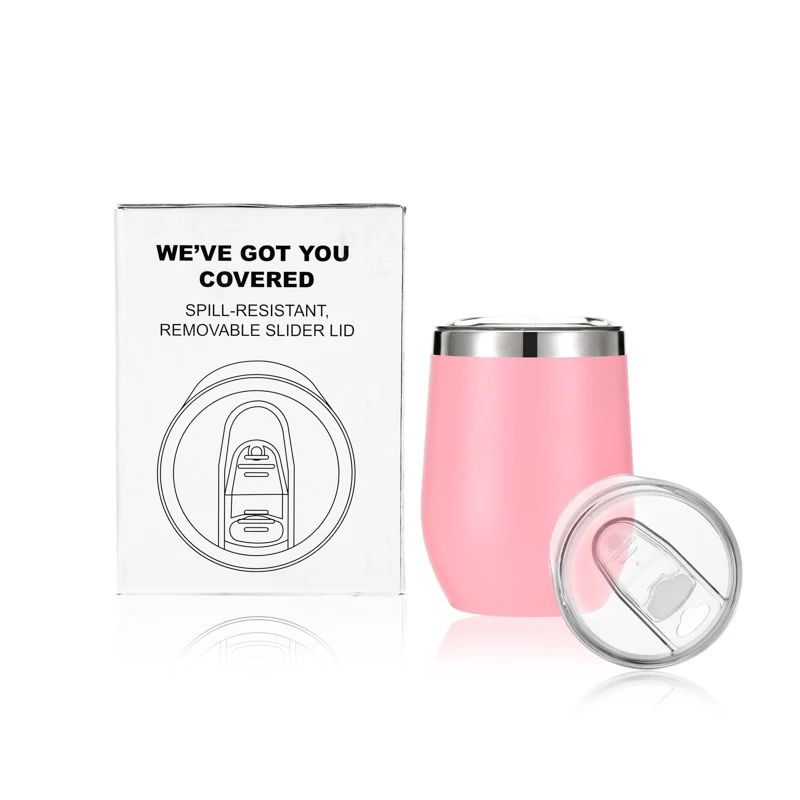 

Wholesale Custom 12oz Vacuum Double Wall Stainless Steel Egg shaped Wine Tumbler with lids