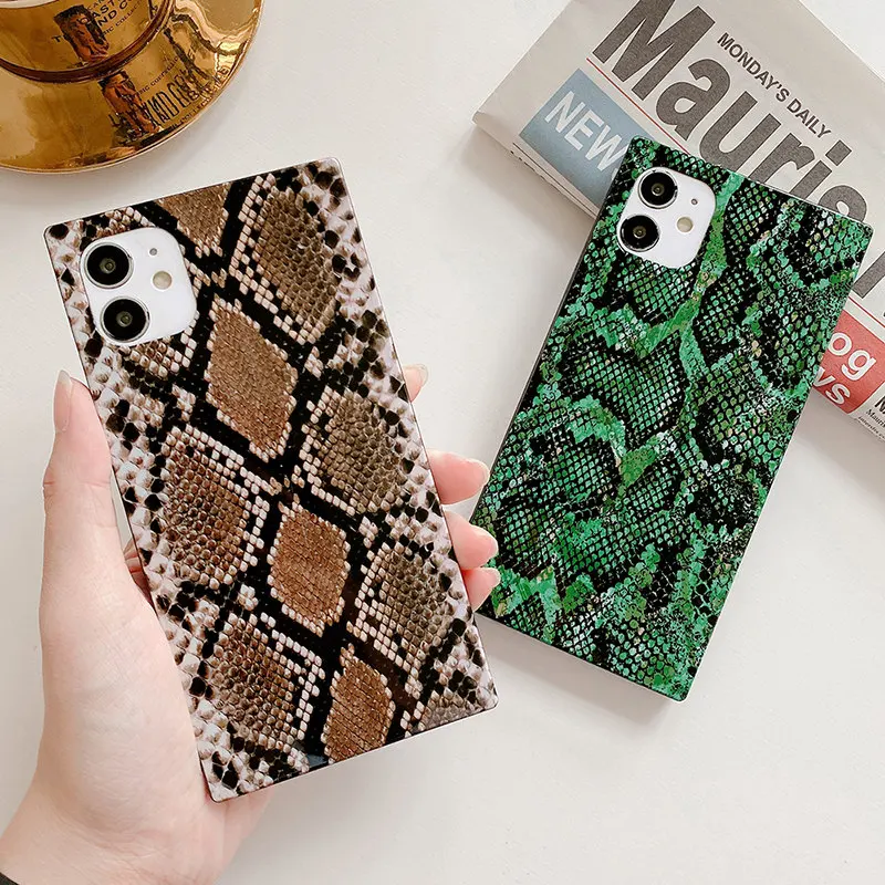 

Snake Texture Phone Case For iPhone 12Pro 12 11 Pro Max XR XS Max 7 8 Plus X 12Mini 12Pro Max 11 12 Shockproof Back Cover