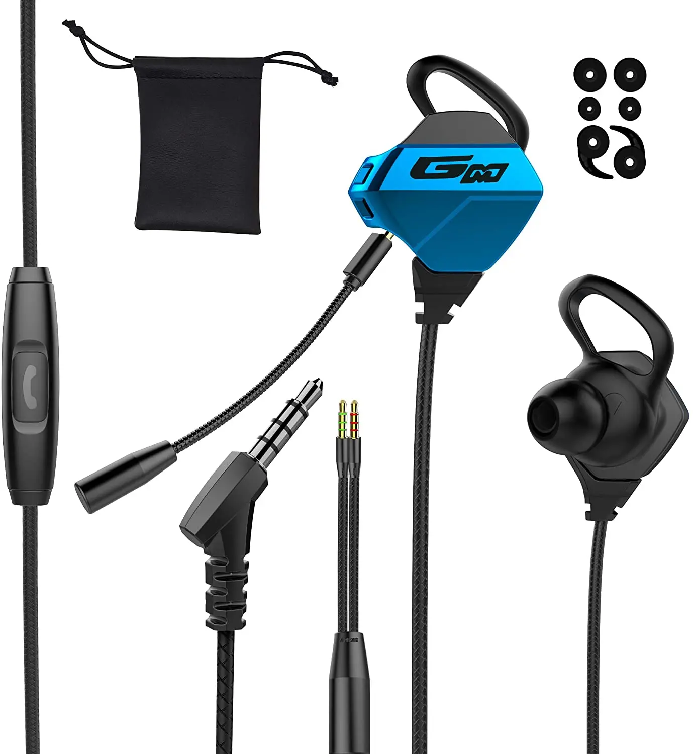 

Tititek Gaming Earphone with Dual Microphones Stereo Wired Headphones for Computer Gamer in-Ear Headphones with Detachable Mic