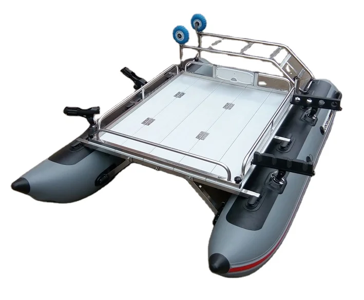 

PVC inflatable tubes inflatable boat with aluminum platform and stainless steel frame hand cart fishing rod base, Dark grey, army green, black, yellow, red, blue, orange, etc..