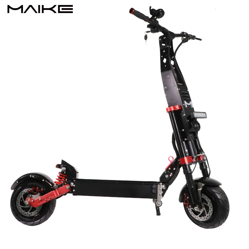 

Maike 2021 new style MK9 4000w electric motorcycle kick scooter fat wheel electric scooter, Black red