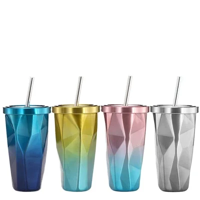 

Irregular Double Wall 304 Stainless Steel Mugs Like Squeezed Insulate Tumbler Travel Mugs With Lid And Straw, 8colors