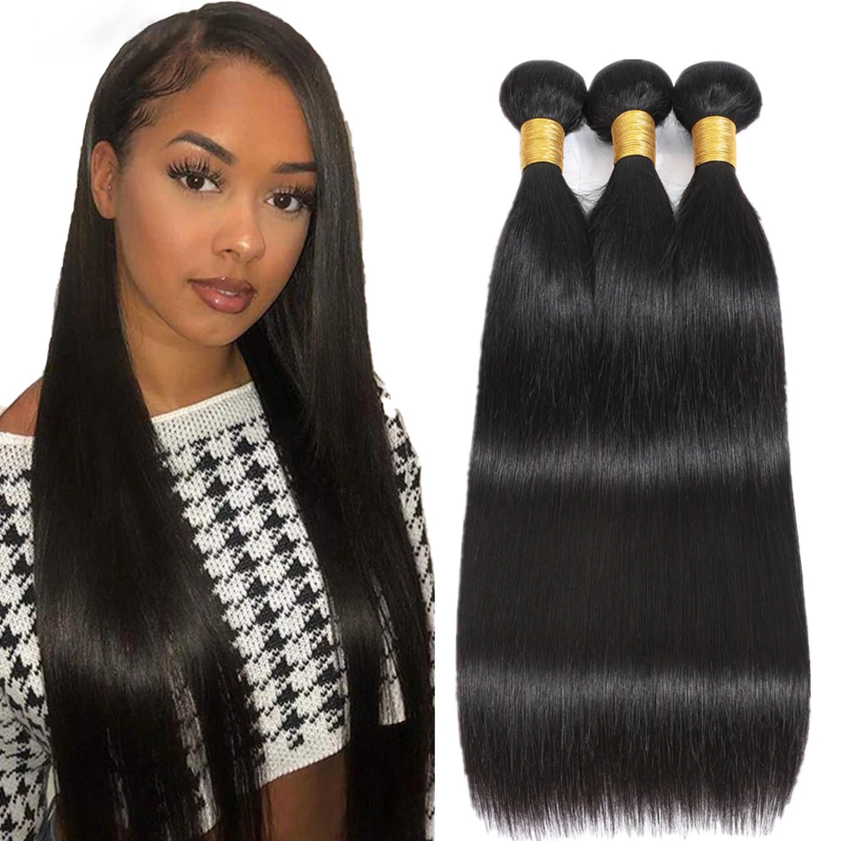 

Malaysia Straight Hair Extensions Remy Hair Weave Bundles Nature Color 3 Bundles Thick Straight Human Hair Bundles
